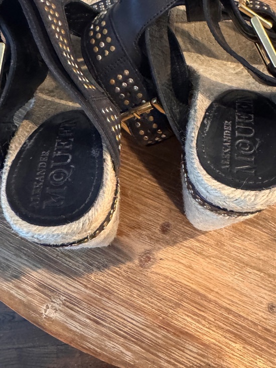 Alexander McQueen Black Studded Wedge Sandal - Picture 12 of 12